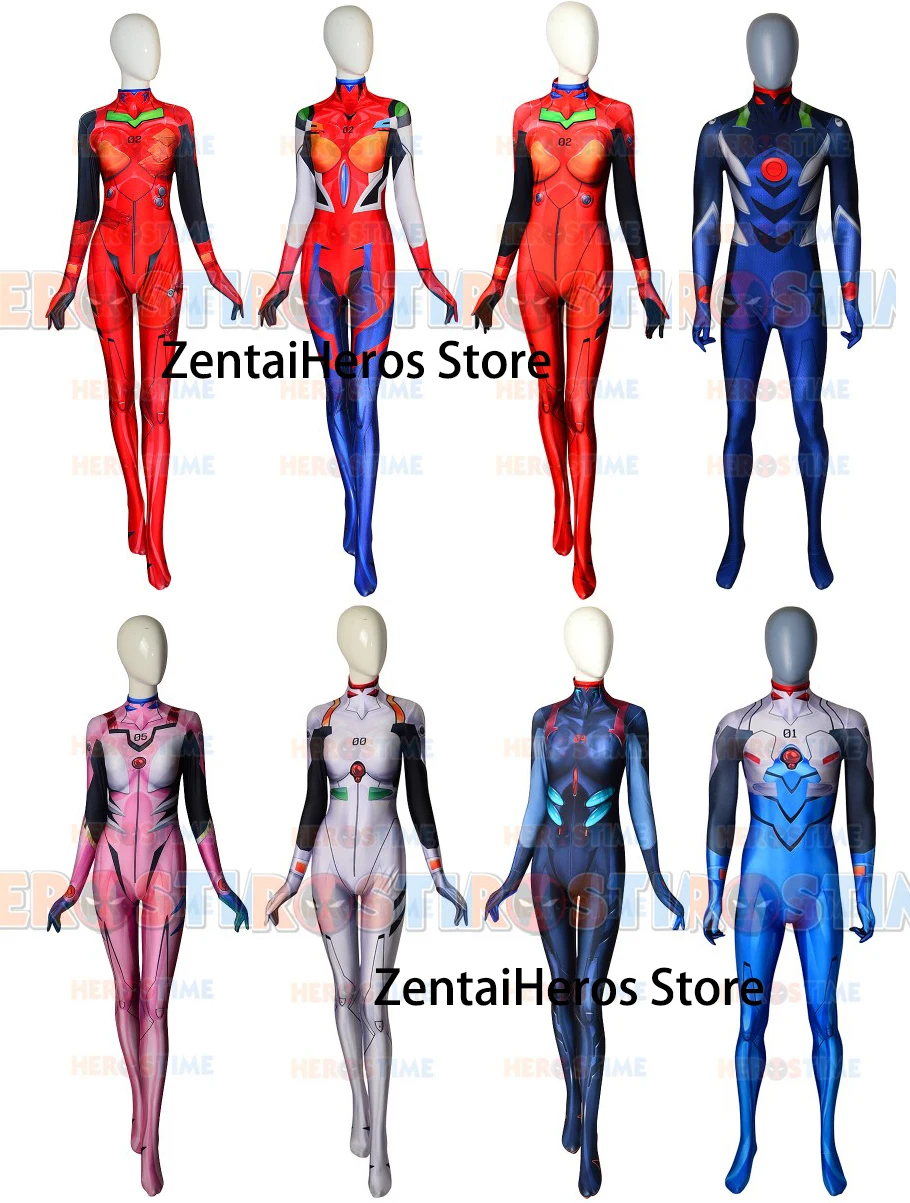 EVA Asuka Rei Mari Cosplay Costumes Adults Kids Shinji Kaworu Plugsuit Superhero Halloween Bodysuits Zentai Suit |