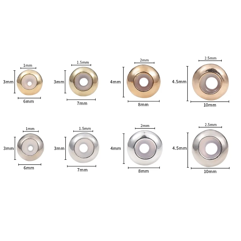 10 stücke Große Loch Kupfer Silikon Innen Einstellung Perlen Spacer Stopper Perlen Für DIY Armband Halskette Schmuck Machen Großhandel – Detail 5