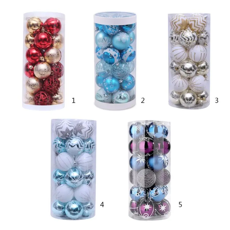 24 6cm PCS Christmas Ball Ornaments Painted Shatterproof Christmas Decorations GXMA