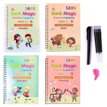

Magic Practice Copybook Durable Not Toxic English Tracing Grooves Design Reusable Baby Writing Drawing Book