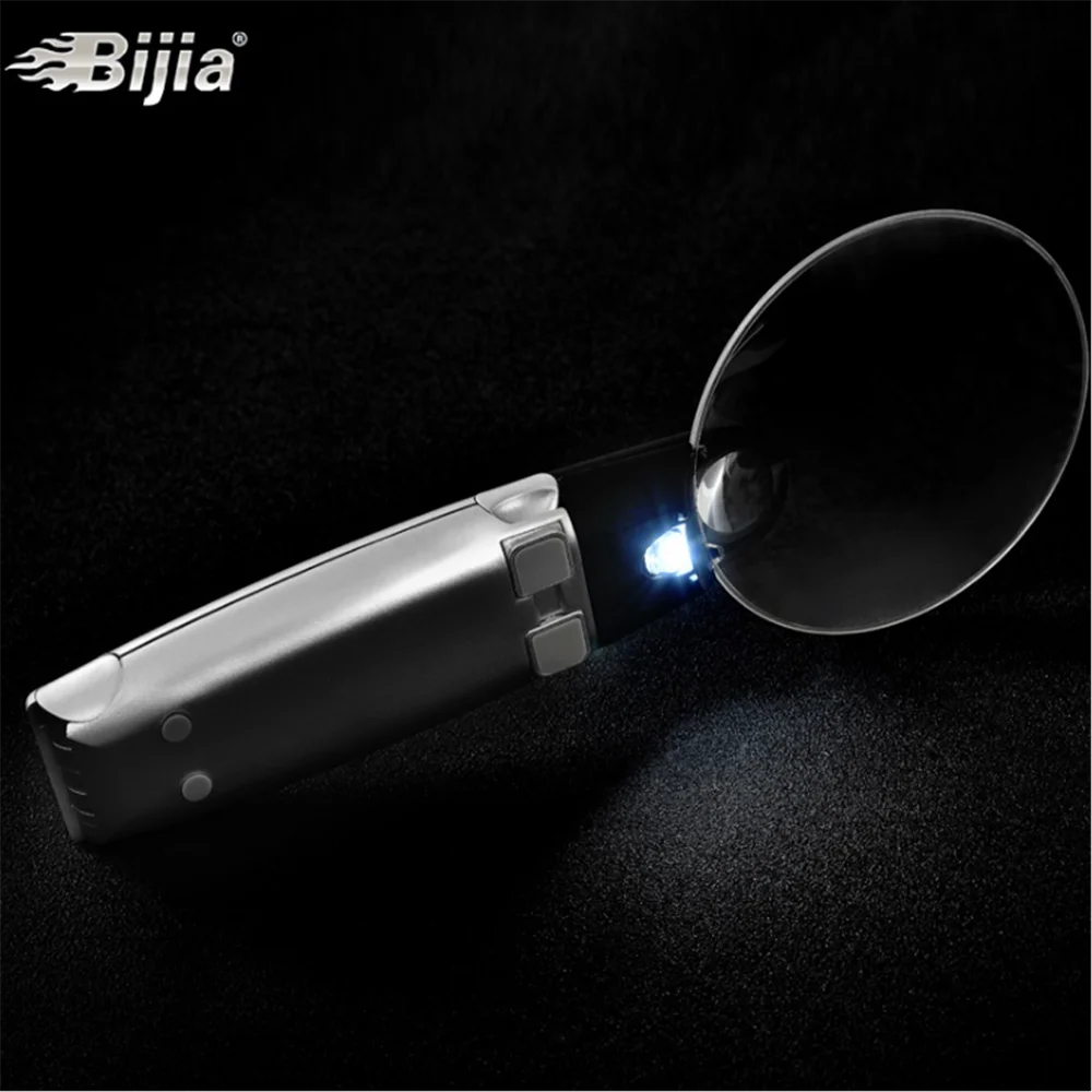 BIJIA акриловые линзы увеличительное стекло со светодиодный светильник для пожилых людей чтения HD складной ручной двойного назначения