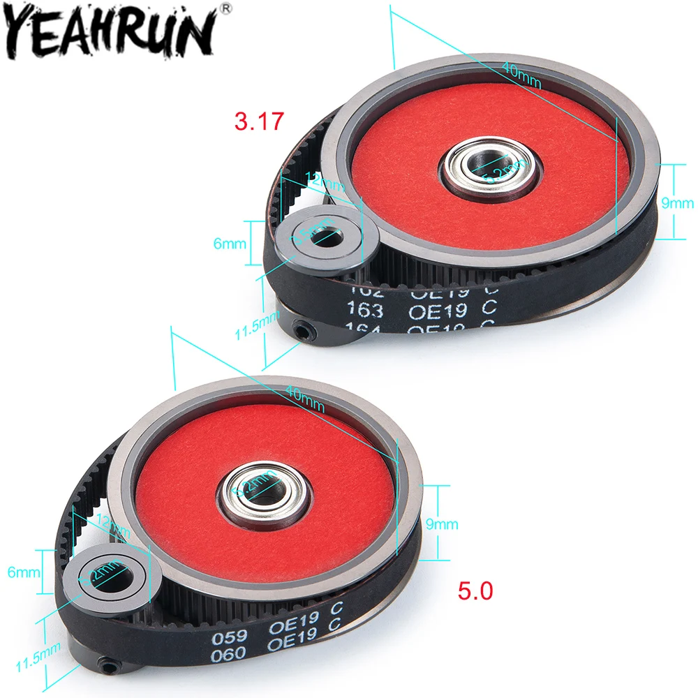 YEAHRUN 3.17/5.0 Belt Drive Transmission Gears System for 1/10 Axial SCX10 & SCX10 II 90046 RC Car Crawler Car Upgrade Parts