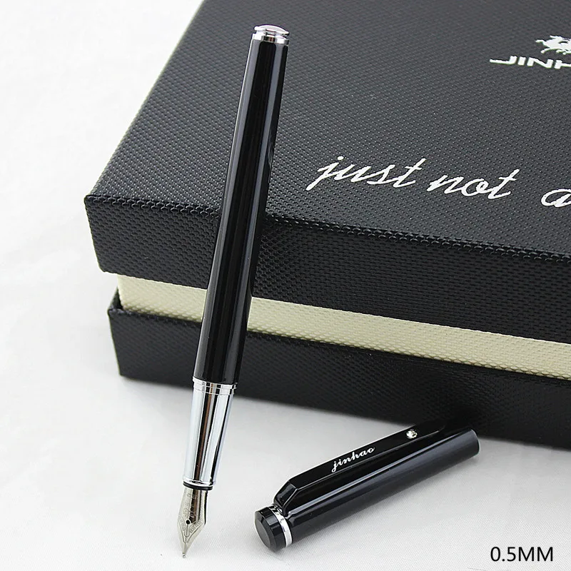Jinhao Extra Fine авторучка черная 0 5 мм с капюшоном Перо финансовые ручки Металл студент