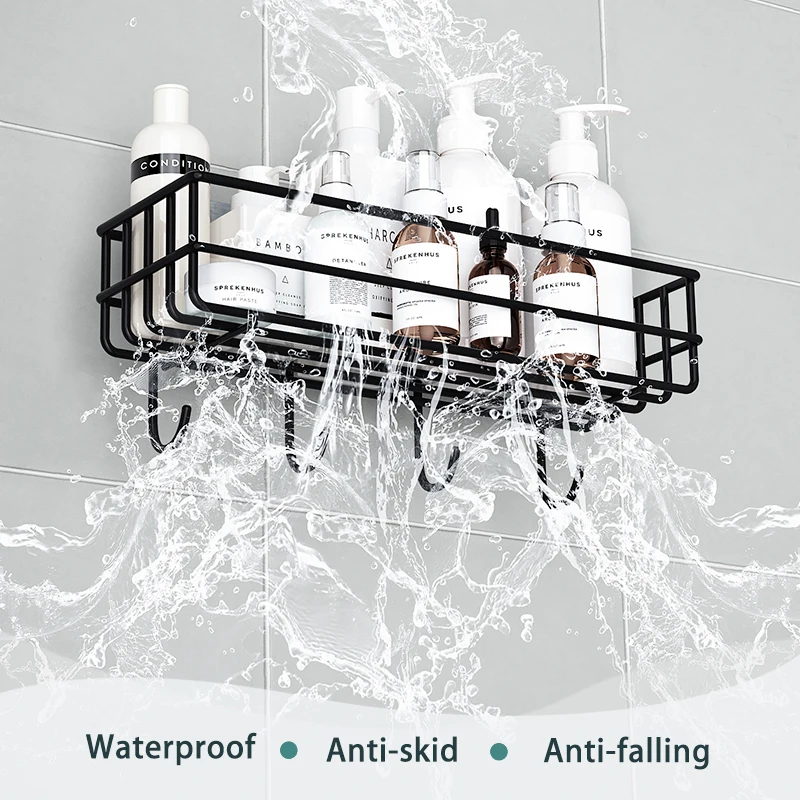 Punch-Free Corner Storage Rack Shower Basket Bathroom Accessories Wall Mount Kitchen Organizer Shampoo Holder with Suction Cup