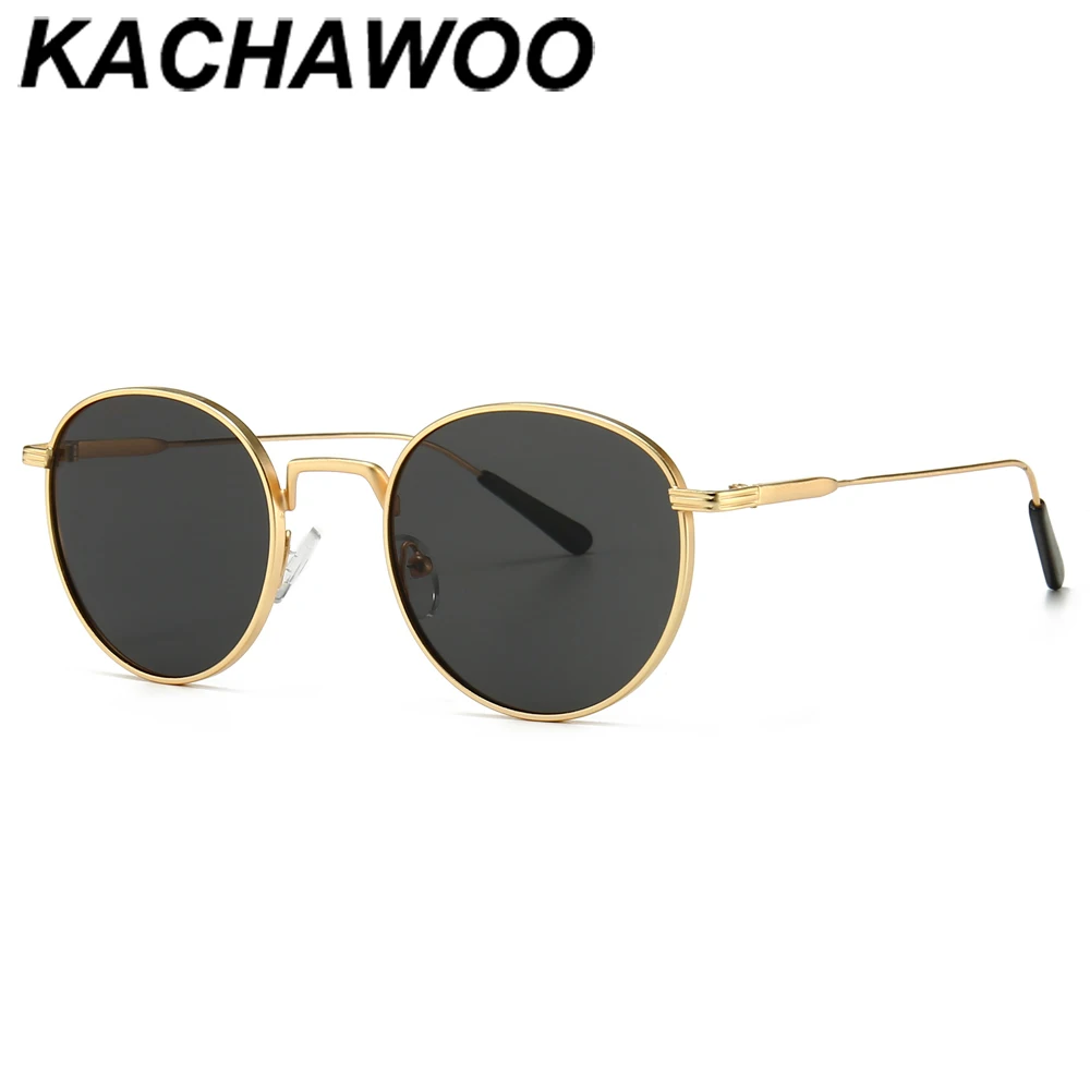Мужские и женские круглые солнцезащитные очки Kachawoo классические металлические в