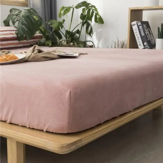 Bean pink 3 шт./компл. коралловый флис простыня и наволочка Зима Распродажа Постельное белье однотонная/полоса Анти-статический теплый постельное белье - Цвет: Bean pink
