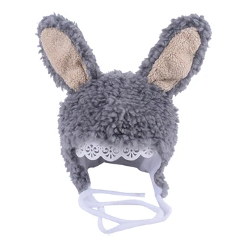 

Winter Newborn Cute Warm Kids Girls Boys Baby Rabbit Ear Design Hats Knitted Hemming Caps New