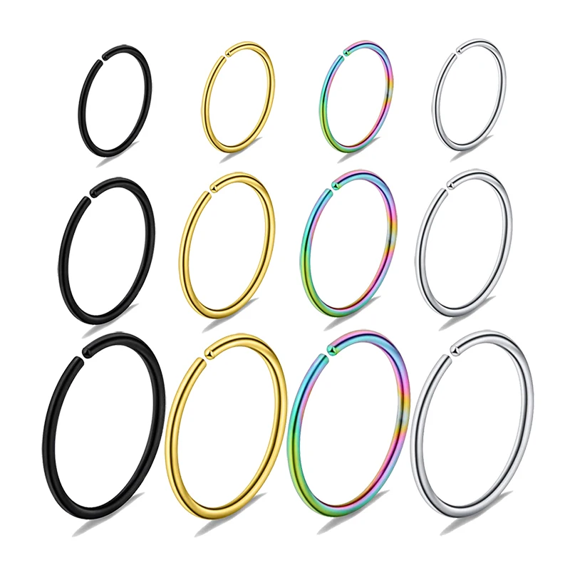 Piercing Jewelry 1-5pc Fake Nose Ring Septum Clicker Clip Hoop Earring Stainless Steel Cartiliage Helix Ear Tragus Piercing for Women Jewelry 16G