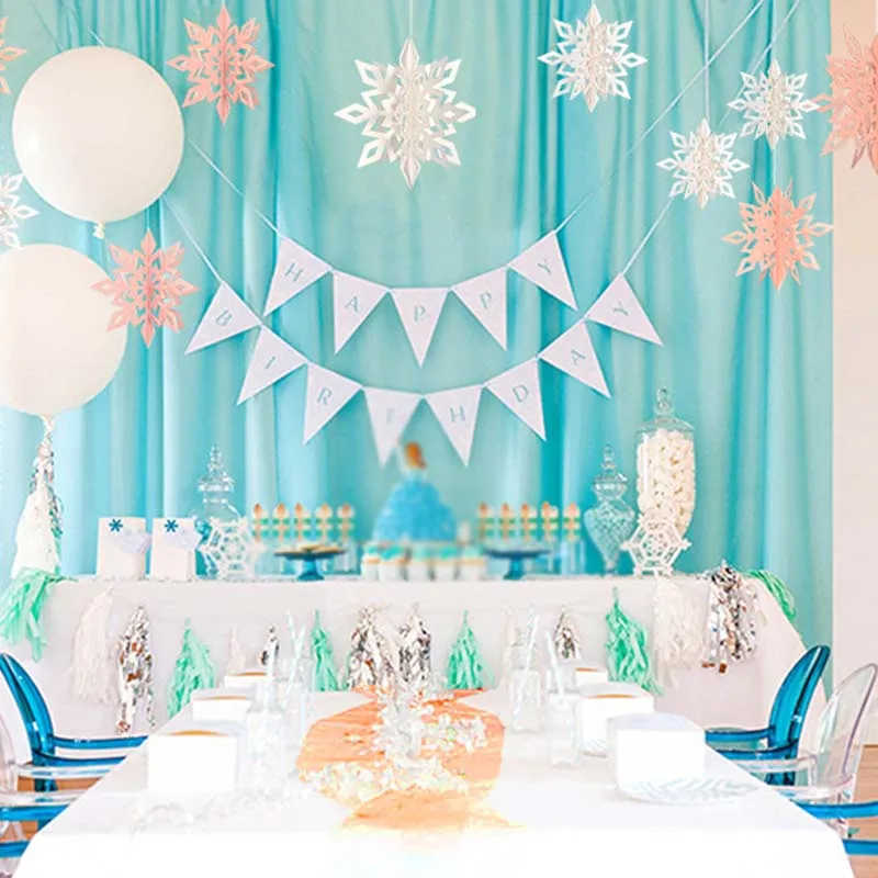 

3D Winter Party Christmas Snowflakes Decoration Hollow Snowflake Paper Garland Wall Hanging Decor Party Holiday DIY Decoration