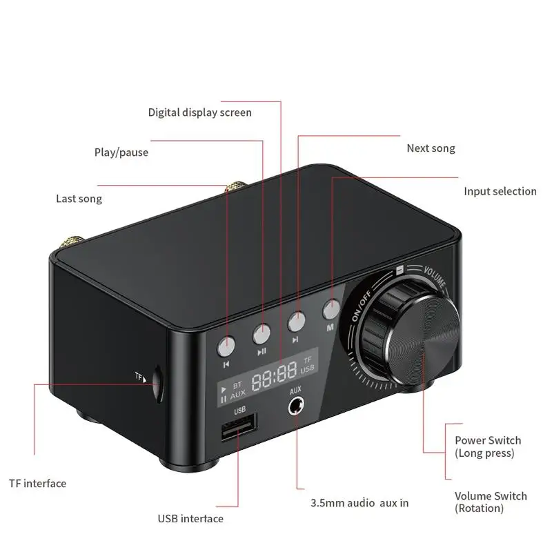 Hi Fi Bluetooth 5 0 цифровой усилитель мощности плата 50WX2 стерео домашний кинотеатр USB TF