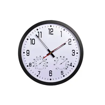 

14-inch Simple and Stylish Silent Wall Clock Creative Temperature and Humidity Wall Mounted Clock for Home Living Room Decor 20E