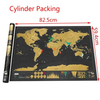 

82cm*59cm Scratch Map Scratch Off World Travel Map Poster Copper Foil Sticker Personalized Journal Log Big Size with Cylinder