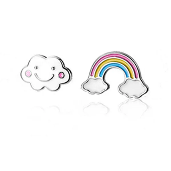 Silver Trusta подлинные 925 пробы серебряные модные милые Асимметричные Радужные облака серьги гвоздики для женщин девочек ювелирные изделия подарок DS2328 - Окраска металла: Silver