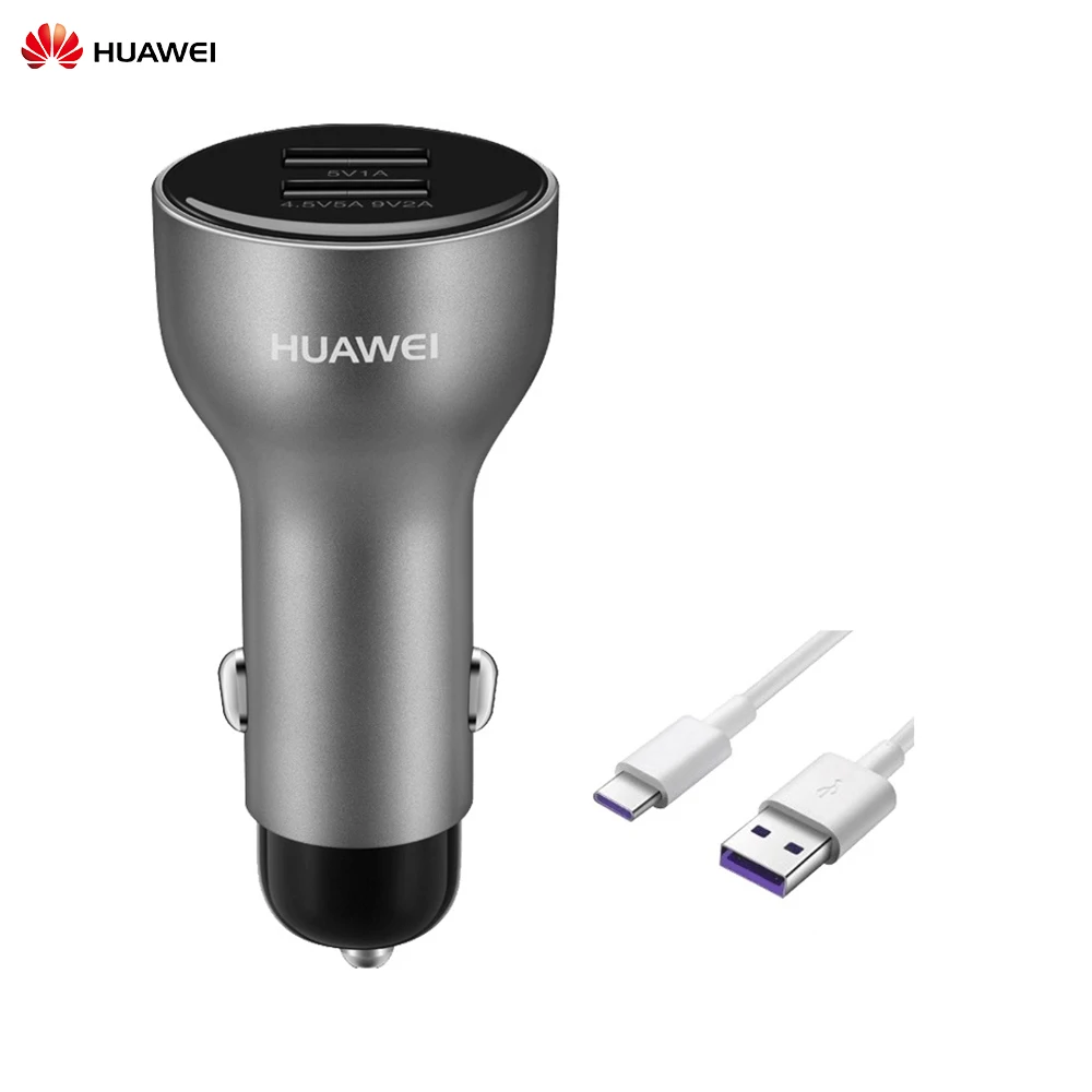 Автомобильное зарядное устройство huawei 22 Вт SuperCharge, автомобильное зарядное устройство для мобильного телефона, двойная защита USB для huawei mate 20 Pro Honor P20 - Цвет: Серебристый