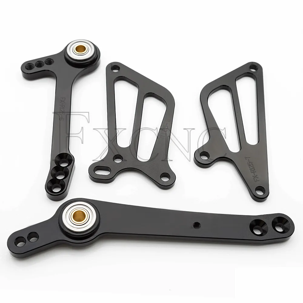 CNC регулируемый алюминиевый мотоцикл Rearset Foot Peg тормозной рычаг переключения передач+ крыло для Yamaha YZF R125 2008-2013 2009 - Цвет: Black