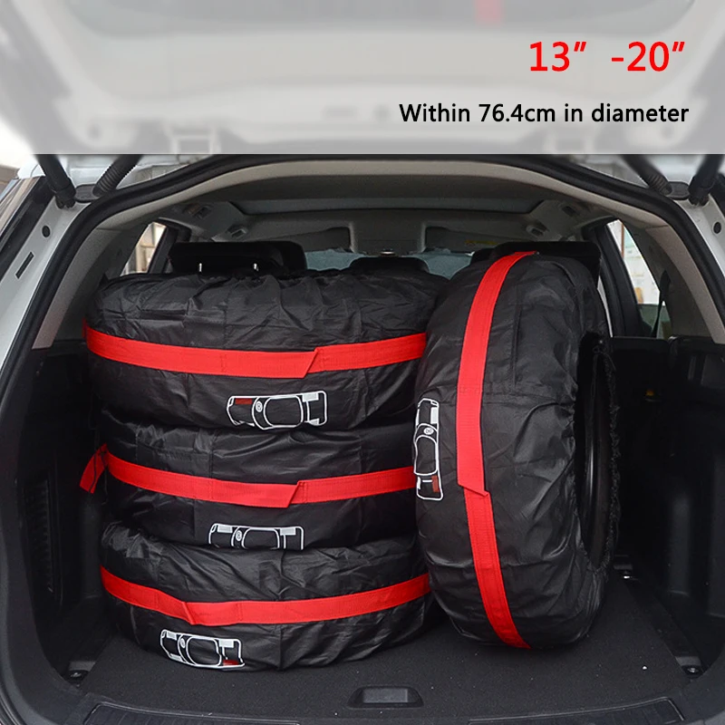 Online 1pc 4Pcs Car Spare Tire Cover Case Polyester Auto Wheel Tires Storage Bags Vehicle Tyre Accessories Dust proof Protector
