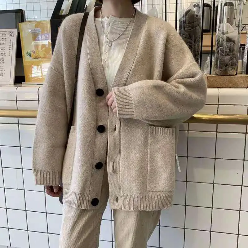 Women 2019 Spring Fall Simple Elegant Solid Sweater Cardigans Female Loose Casual Knitted Retro Wild Coat Pull Femme |