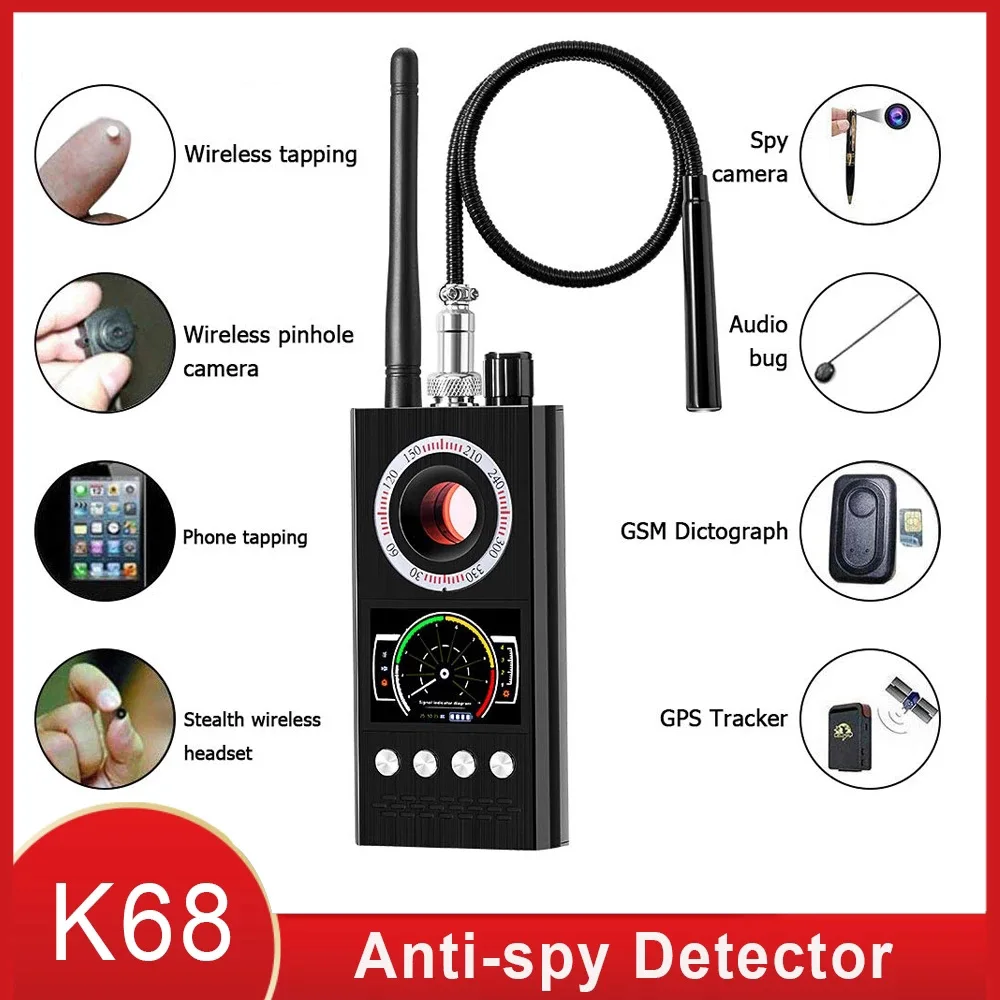 Anti Spy Wireless RF Signal Detector Bug GSM GPS Tracker Hidden Camera Eavesdropping Device Military Professional K68 VS K88 K18 hidden camera detector infrared camera detector camera detector signal detector