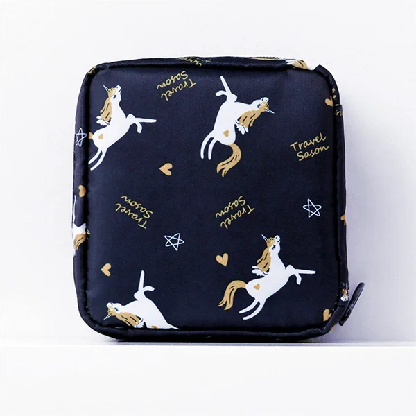 navy horse PURDORED 1 шт. косметичка с мультяшным принтом, женская косметичка, водонепроницаемый дорожный мешочек для косметики, сумка-Органайзер для помады, несессер - Цвет: navy horse