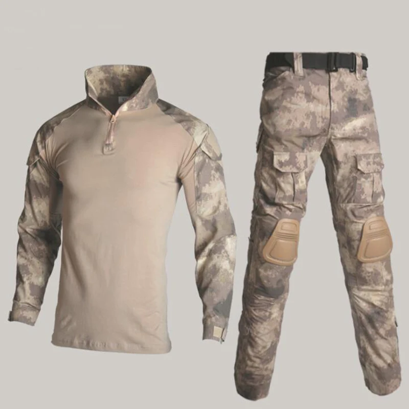 Тактический Ghillie костюм Мужская охотничья одежда Камуфляжный костюм снайпера Военная авиационная Униформа рубашка+ брюки 13 цветов - Цвет: Cyan Ruins