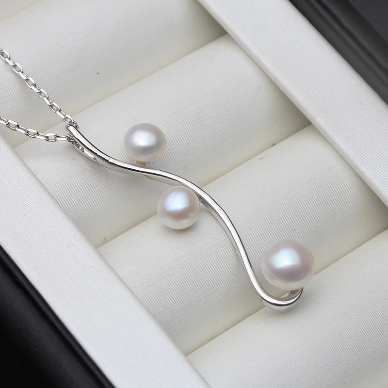 Collier pendentif perle d'eau douce naturelle multi-documents pour femme, argent 925, véritable perle, bijoux, cadeau des travailleurs