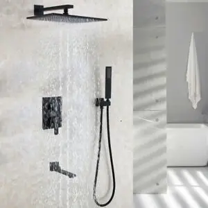 

Sweet Black Shower Room Shower Faucet Suit 12 Inch Rainfall Shower Room Shower Head