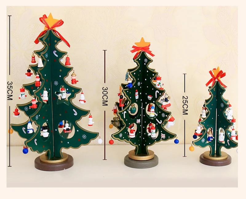 Mini Christmas Tree Holiday Decor Colorful Double Wood  Xmas Tree New Year Party Wedding DIY Desktop Home Ornaments 25cm-35cm (4)