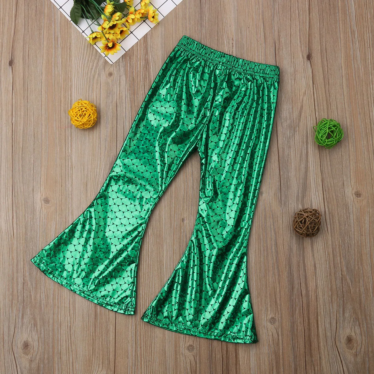 Детские блестящие расклешенные брюки русалки для маленьких девочек симпатичные