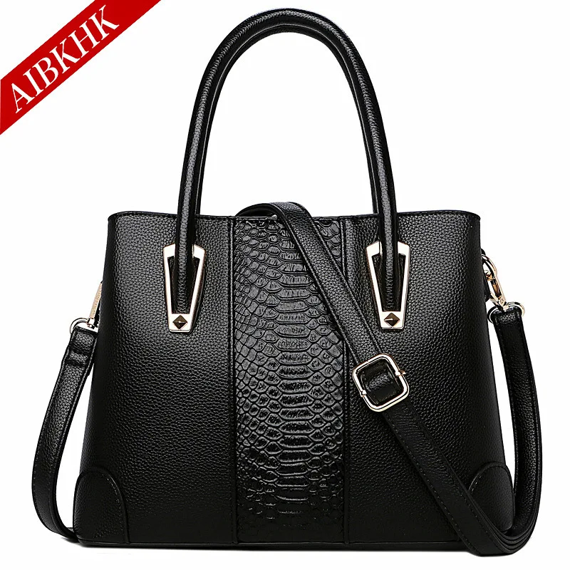 S9214-Black Роскошные женские сумки, дизайнерские сумки через плечо из натуральной кожи для женщин, новинка, сумки через плечо из кожи аллигатора, женские ручные сумки - Цвет: S9214-Black