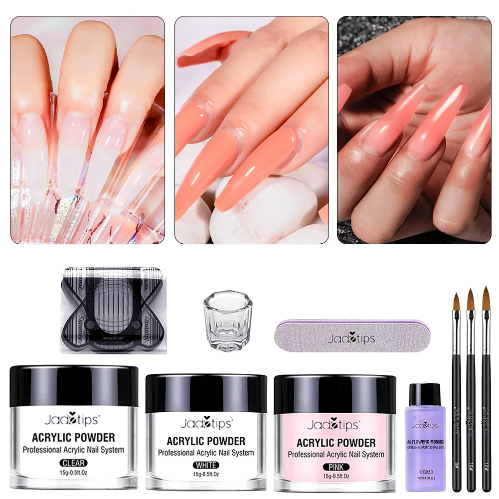 Acrylic Powder Gel Nail Polish Set Crystal Powder kit Liquid with Nail