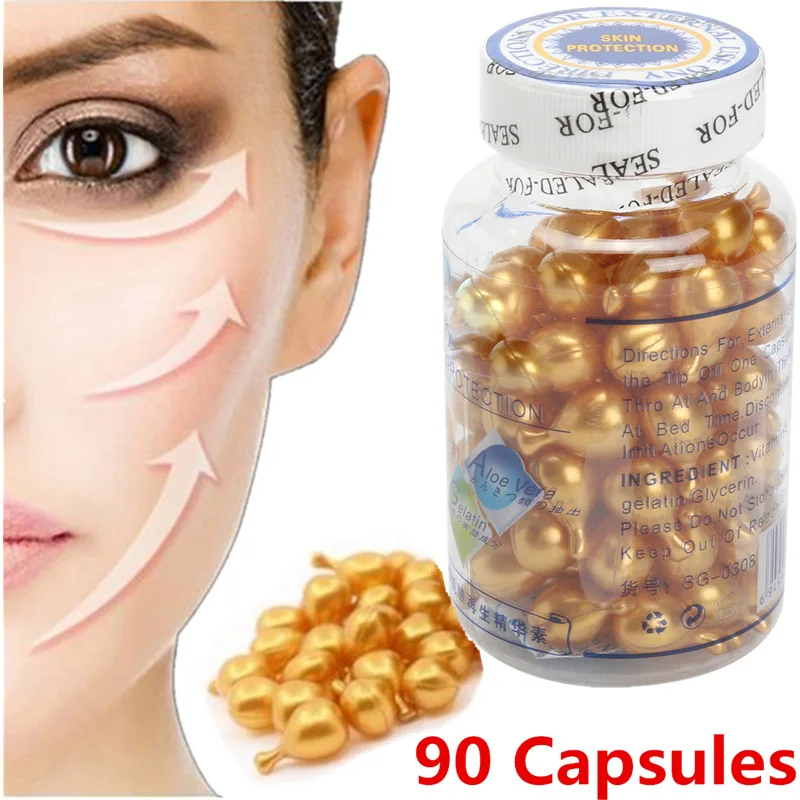 Vitamin E Extract Capsules Moisturizing Cream Ve Serum Facial Korean Makeup  90Pcs/bottle Skin Care 3