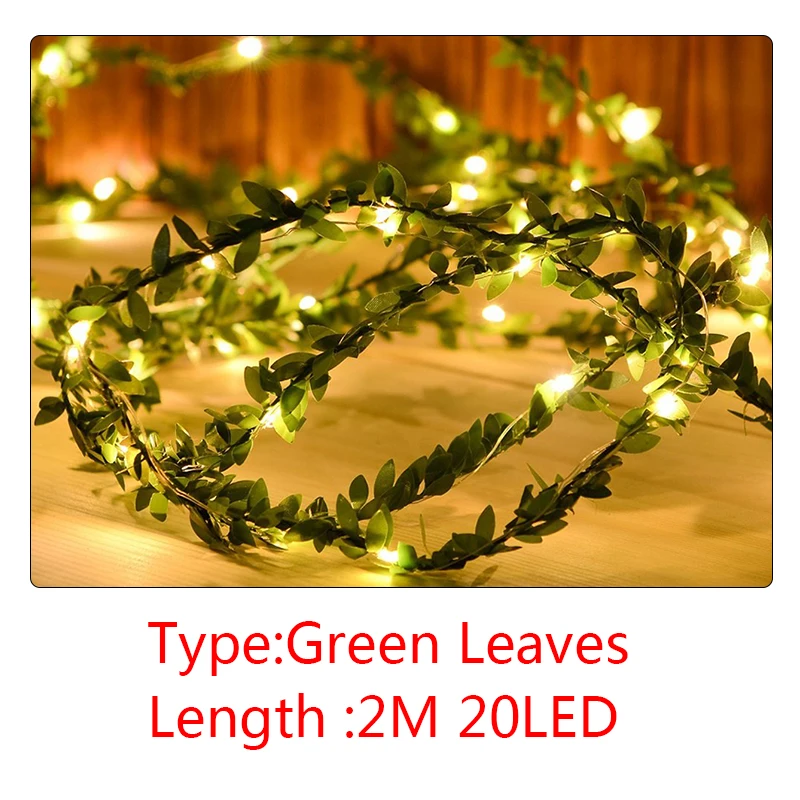 leaves 2m 20led Роза цветок светодиодный гирлянда на открытом воздухе светодиодный листья гирляндой для деревенский Праздничная Свадебная вечеринка событие Гирлянда Свет - Испускаемый цвет: leaves 2m 20led