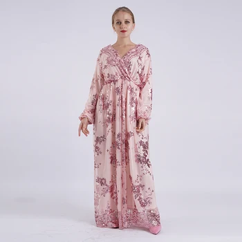 

Arabic Sequin Abaya Hijab Muslim Dress Women Ramadan Caftan Kaftan Robe Soiree Dubai Turkish Islamic Clothing Dresses Vestidos