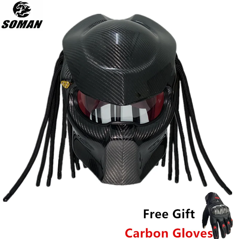 Soman Full Carbon Fiber Predator Helmets Dot Ece Motorcycle Helmet Light  Weight Cool Black Casco Moto Full Face Helmet Predator - Helmets -  AliExpress