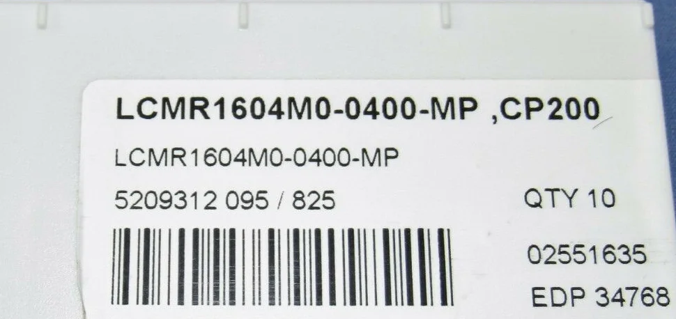 10 шт. вставки карбида LCMR1604M0-0400-MP CP200