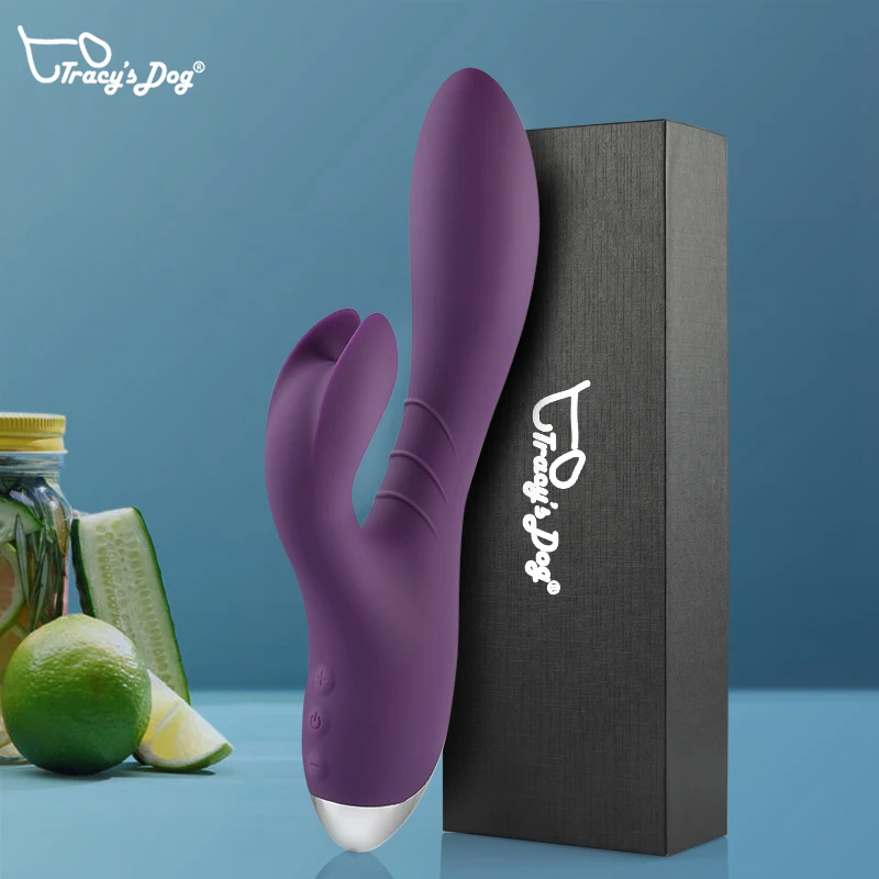 Clitóris do cão de tracy amassando e deslizando o vibrador do coelho para estimular g-ponto 10 modos à prova dwaterproof água vibrando brinquedo do sexo do vibrador