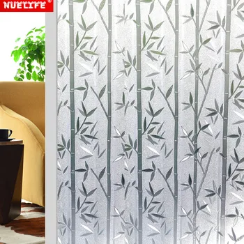 

3D bamboo leaf pattern non-glued electrostatic film frosted cellophane opaque heat insulation privacy window paper glass film