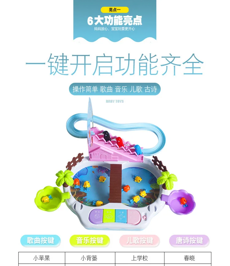 Douyin стиль знаменитостей, электрические магнитные рыболовные игрушки, 3-6 лет, пингвин, скалолазание по ступенькам, музыкальные огни, играть с водой