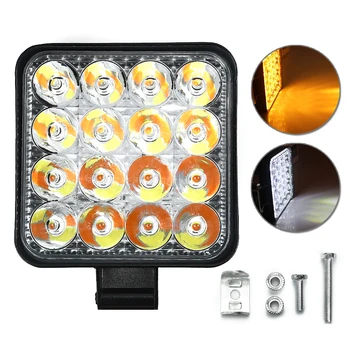 

16-LED Car Work Light 48W Dual Color White/Yellow Off-road Inspection Lamp