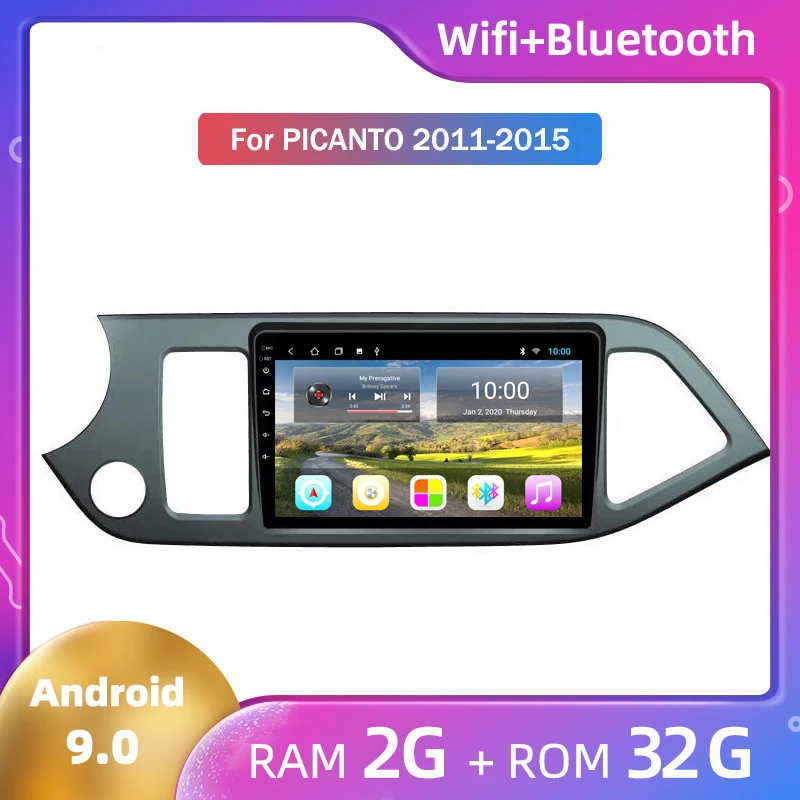 Для Kia Picanto 2011 2012 2013 2014 2015 автомобильный навигатор Восьмиядерный Android 9 стерео