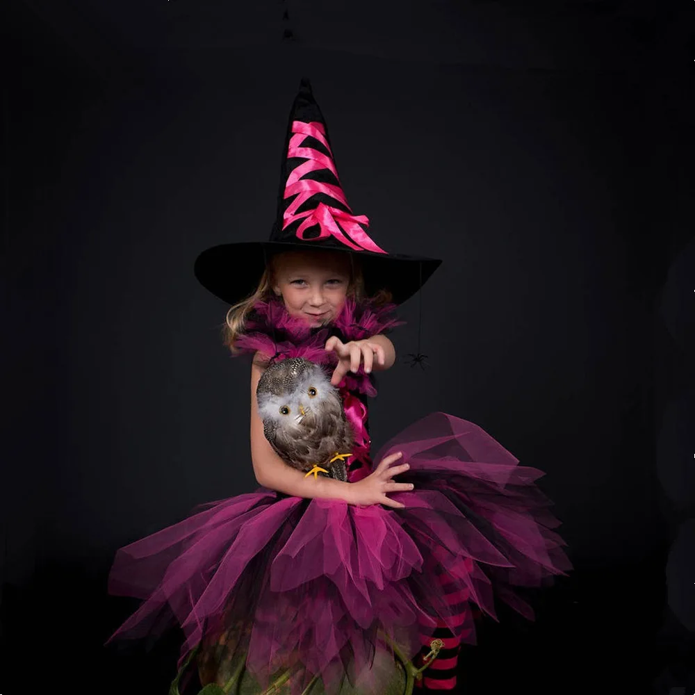 Платье-пачка для девочек; vestido quente rosa e preto criandas; карнавальный костюм на Хэллоуин; платье для косплея