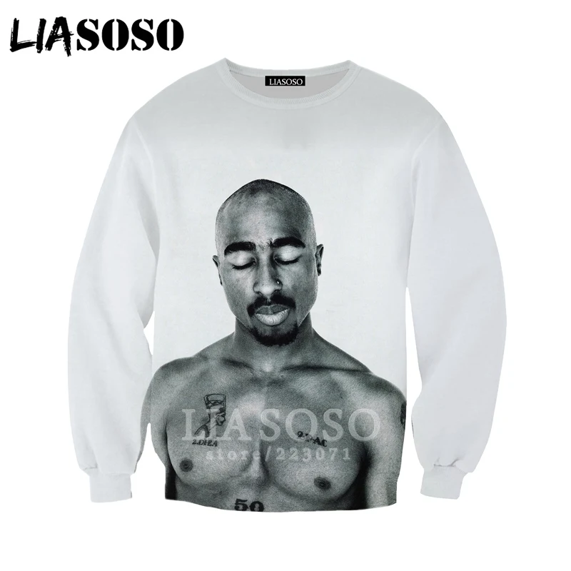 6 2pac Толстовка LIASOSO Модные мужские и женские толстовки 3D принт Рэпер Хип Хоп Уличная одежда с длинным рукавом Топы пуловер с круглым вырезом B182-06 - Цвет: 6