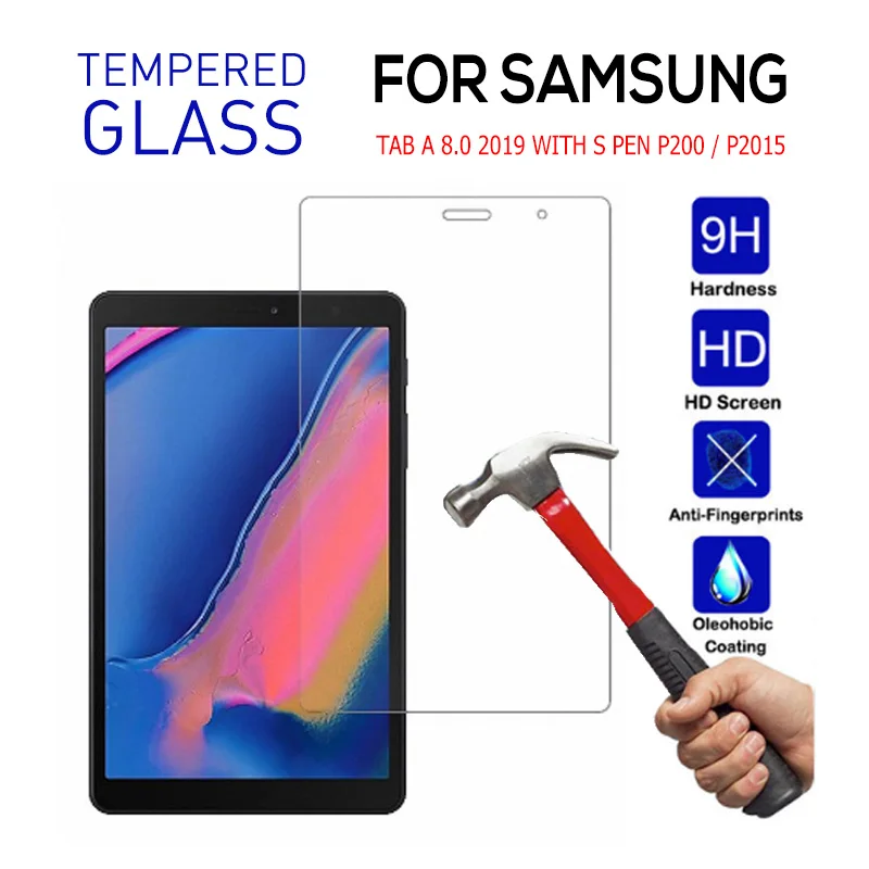 Для samsung Galaxy Tab A 8,0 S Чехол для ручки детский противоударный EVA безопасный чехол для планшета для samsung P200 SM-P200 SM-P205 - Цвет: Tempered Glass