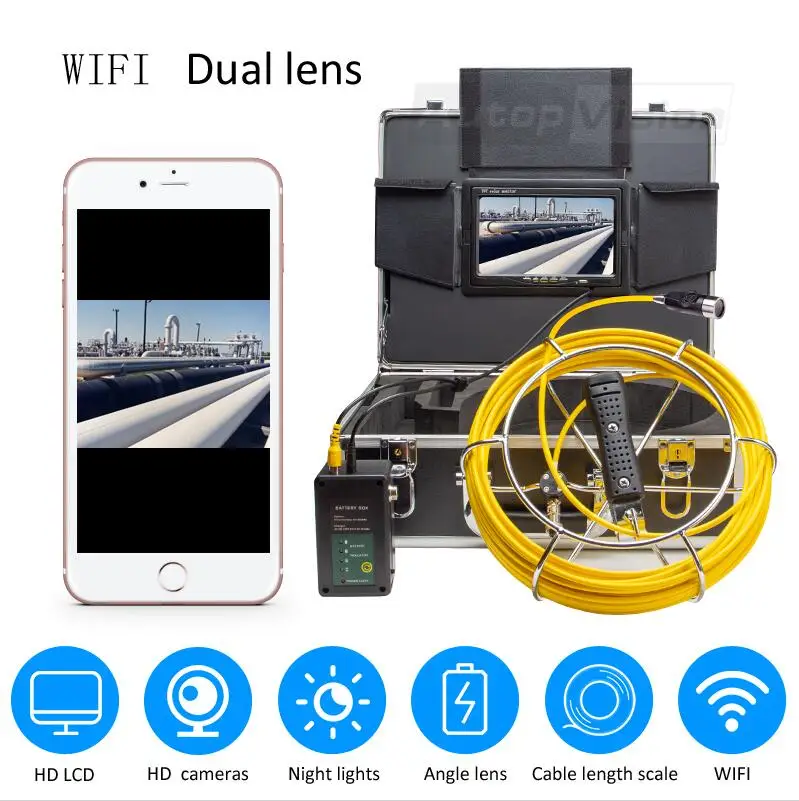 HD Wi Fi двойной объектив сливной канализационный трубопровод промышленный