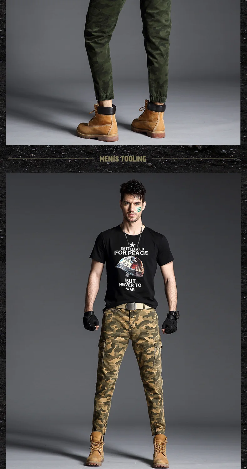 Camo Joggers мужские брюки-карго военные черные/камуфляжные брюки из чистого хлопка мужские брюки карго с карманами повседневные брюки
