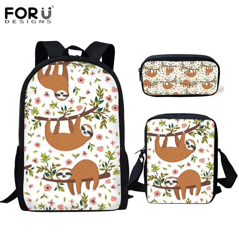 FORUDESIGN 3 шт. школьный рюкзак наборы для мальчиков с принтом "Ленивец" Bookbag школьный рюкзак для малышей и детей, студенческий ноутбук, мужской портфель, рюкзак - Цвет: HXA02CEK