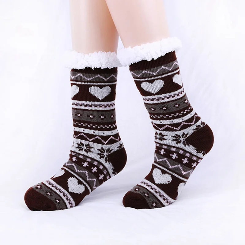 Women Fuzzy Slipper Socks Soft Warm Fleece Lined Non Slip Winter Socks
