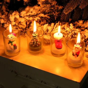 

12PCS/Set 2020 Christmas Glass Candles Party Decoration Lighting Santa Design Candles Candles Wax Romantic Christmas Gifts 2020