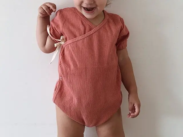 D Emmababy Baby Clothing Newborn Toddler Baby Boy Girls lace up Bodysuit Sunsuit Short Sleeve Outfit Clothes Playsuit 0-18M - Цвет: D