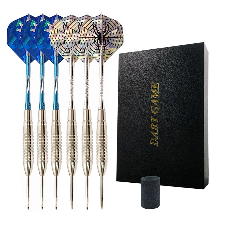 

6pcs/set Professional Darts 161mm 22g Steel Tip Darts With Aluminum Dart Bar Nickel Iron Dart Barrel Shaft Flight WIth Free Box